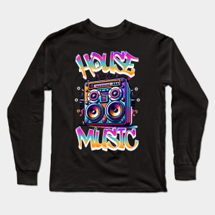 HOUSE MUSIC  - Graffiti Speaker (white/pink/gold) Long Sleeve T-Shirt